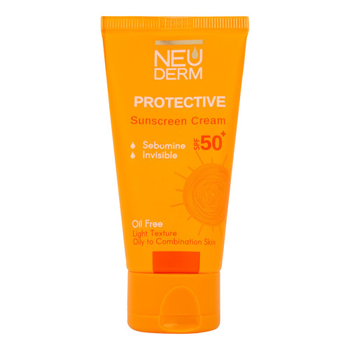 کرم ضد آفتاب بدون رنگ نئودرم SPF 50 مدل PROTECTIVE مناسب پوستهای چرب و مختلط حجم 50 میلیلیتر